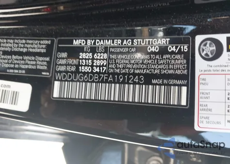 2015 Mercedes-Benz S 550 Plug-In Hybrid из США, поврежденный, VIN WDDUG6DB7FA191243